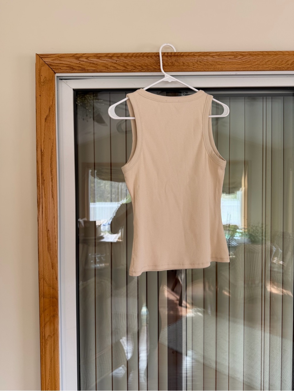 Sezane Cream Ribbed Henley Felicien Tank Top, Cream - Picture 2 of 6